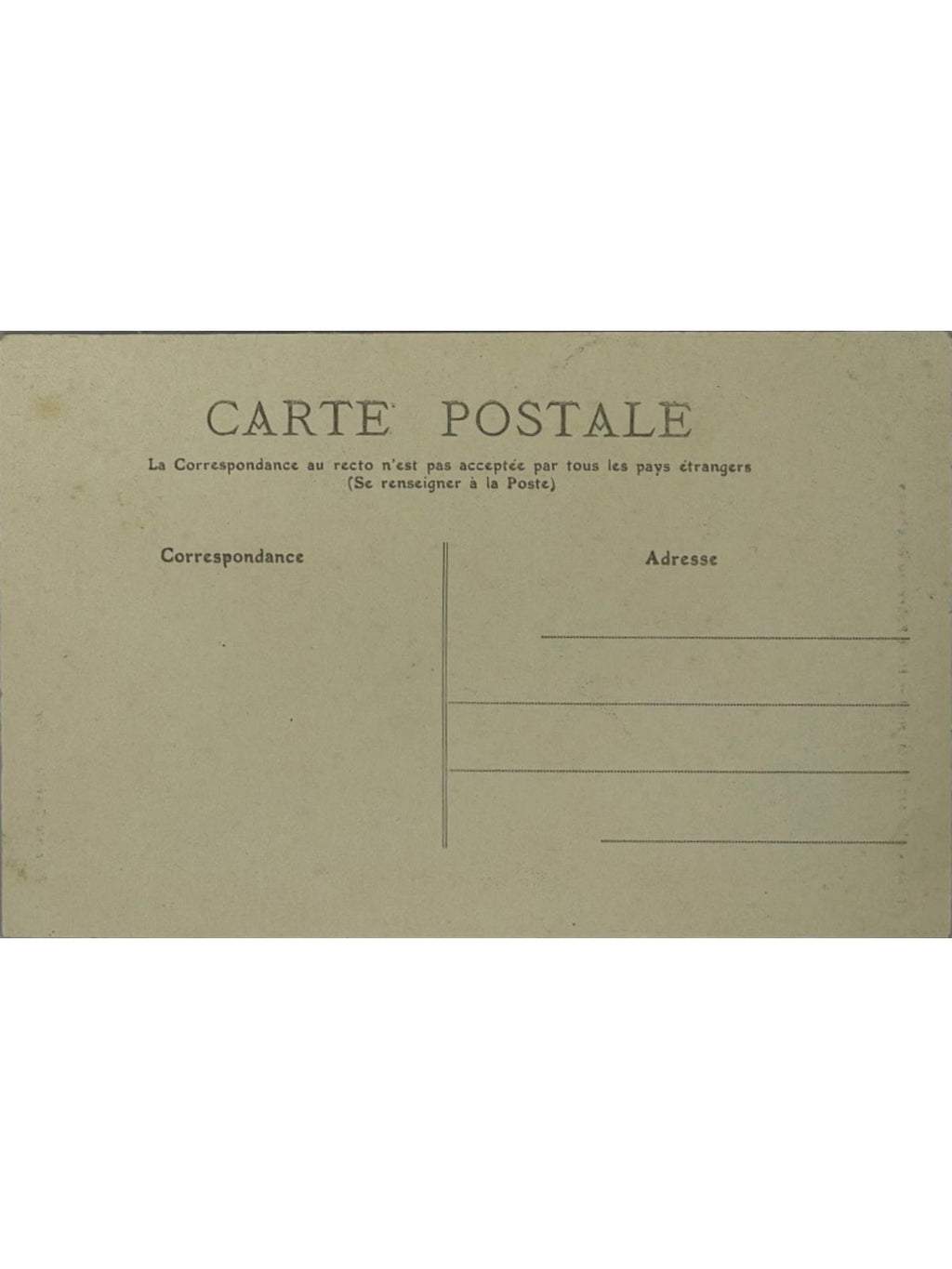 Verso de la carte postale
