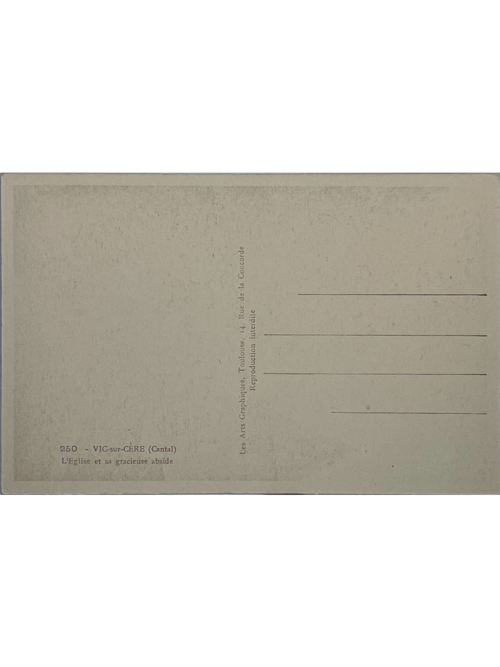 Verso de la carte postale