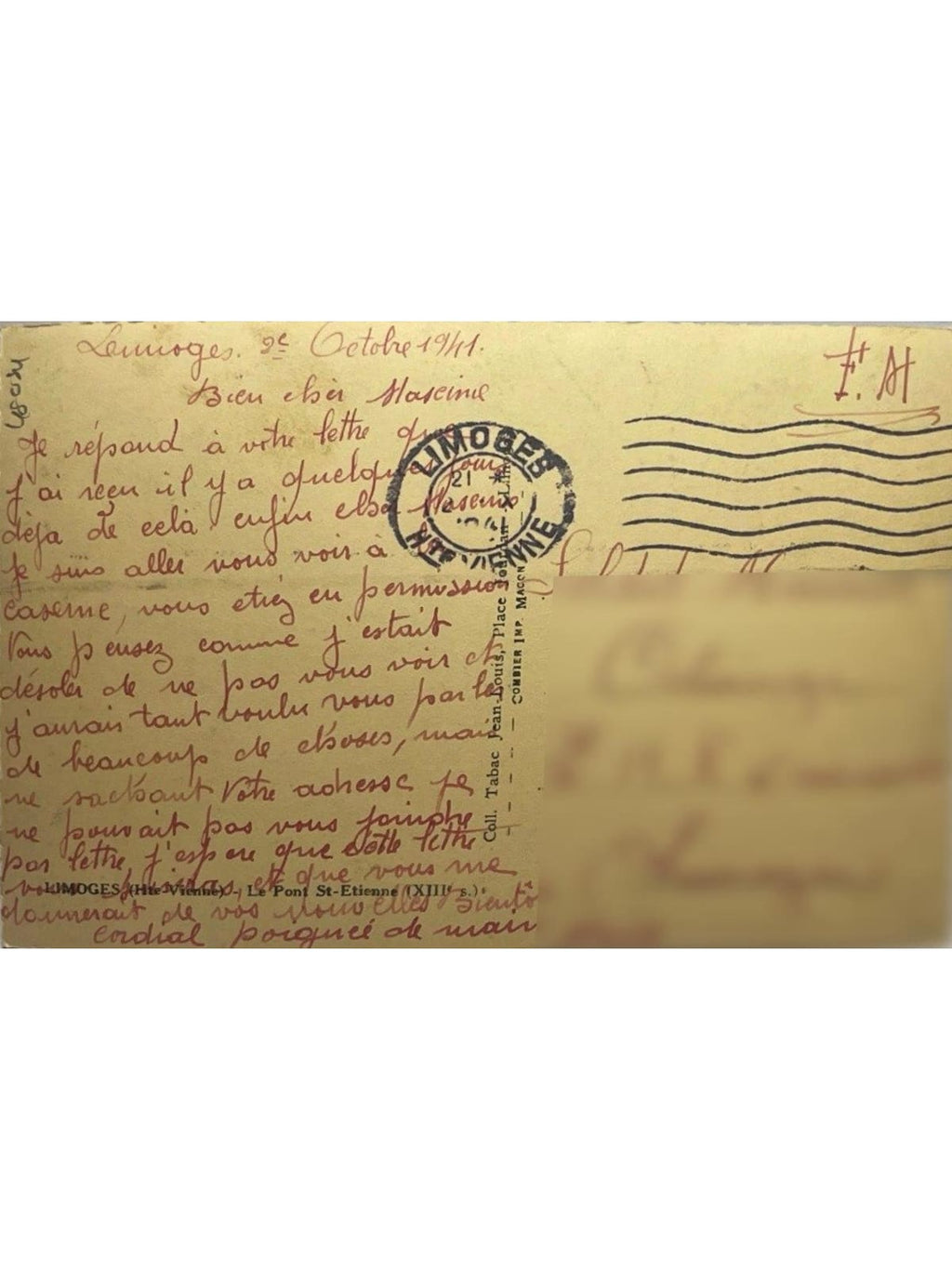 Verso de la carte postale