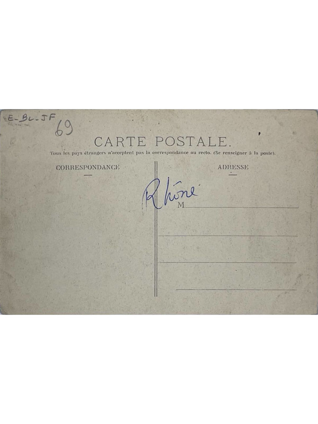 Verso de la carte postale