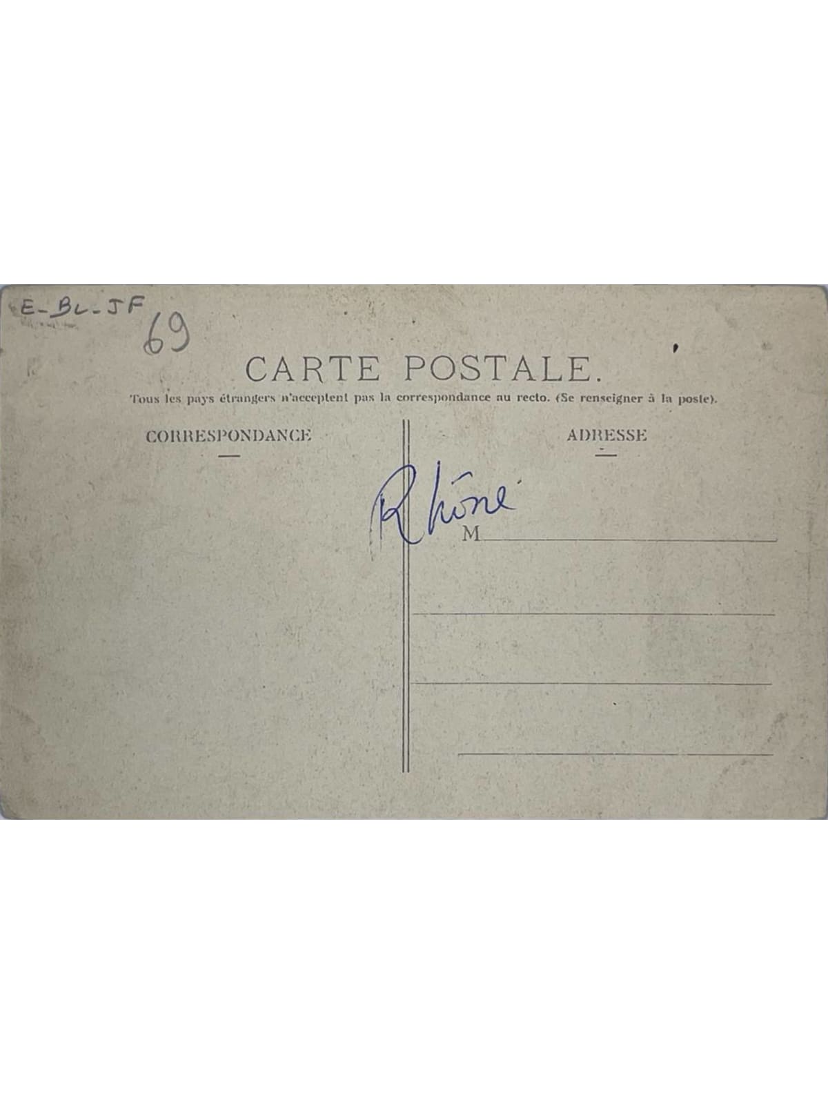 Verso de la carte postale