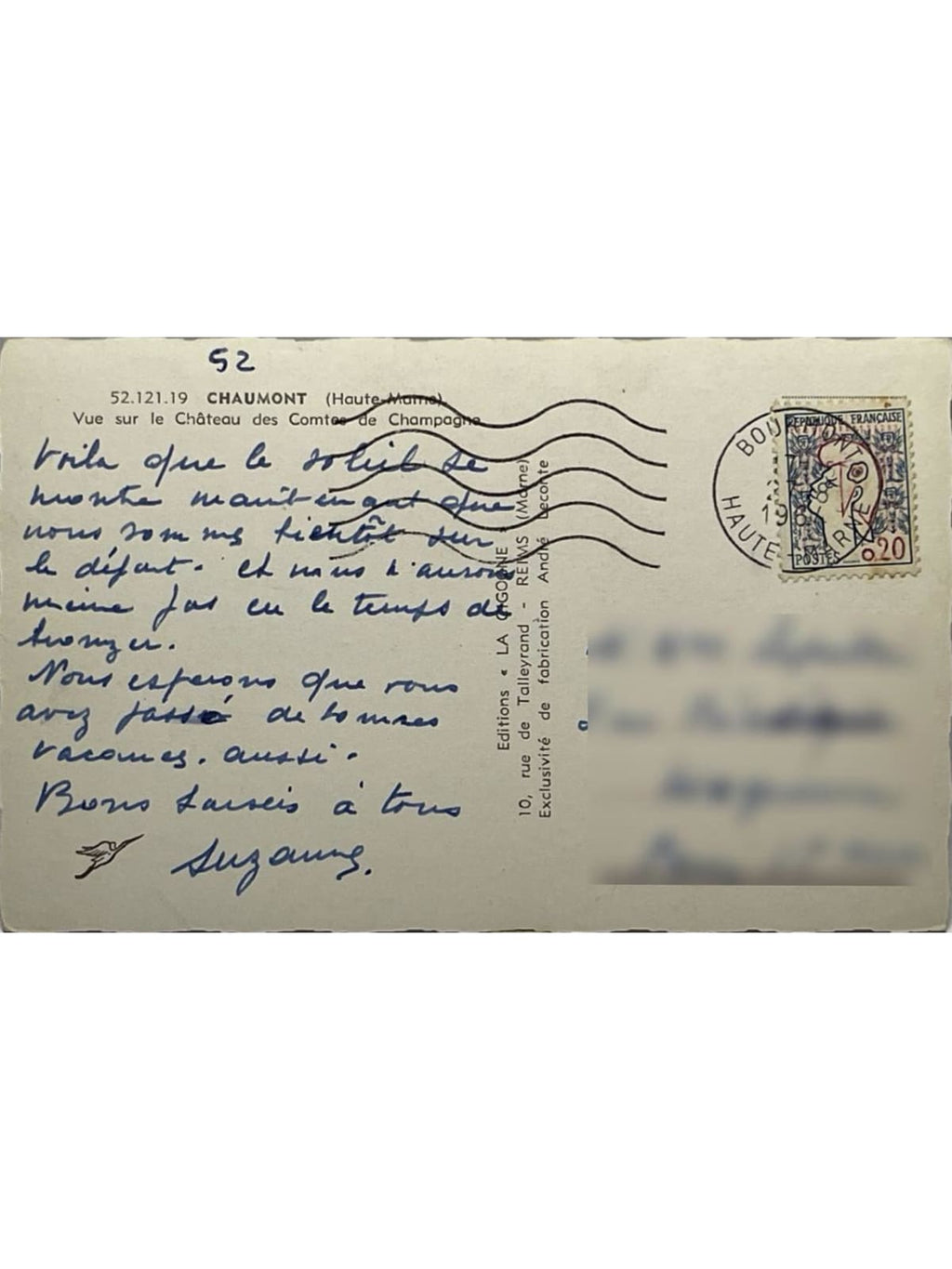Verso de la carte postale