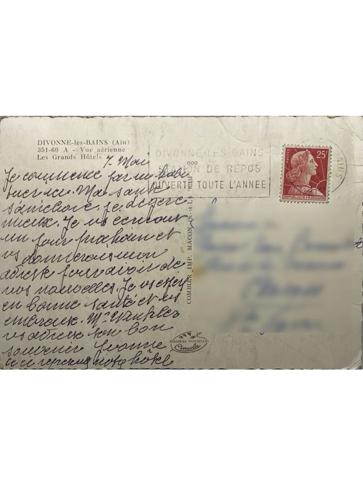 Verso de la carte postale