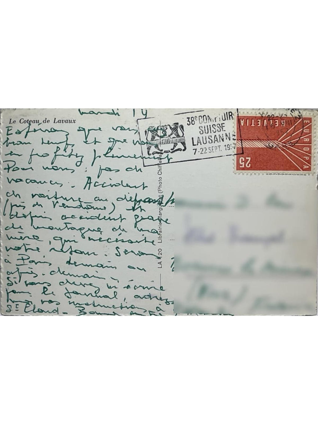 Verso de la carte postale