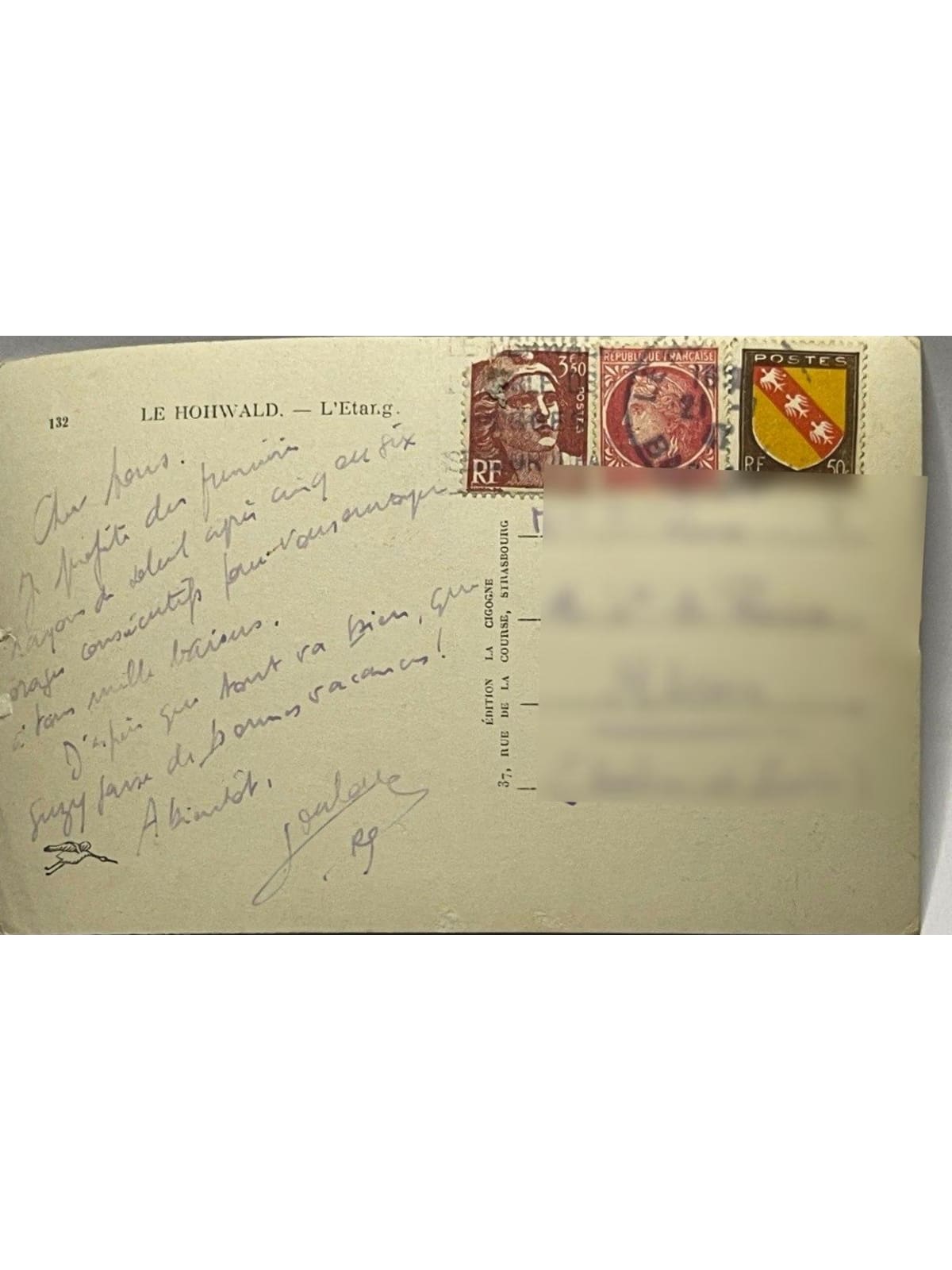 Verso de la carte postale