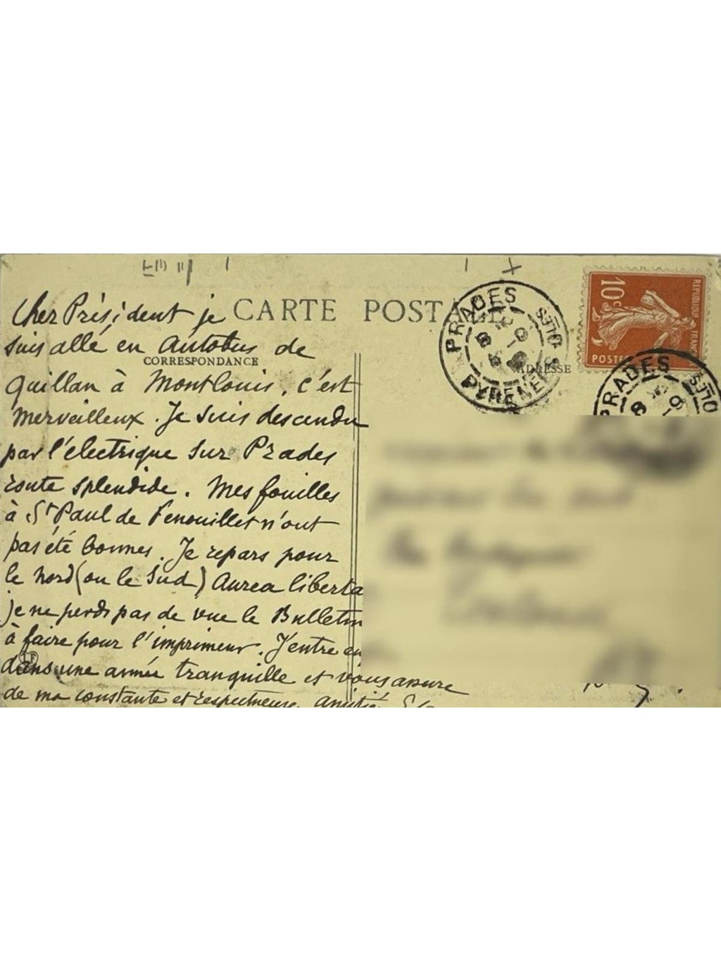Verso de la carte postale