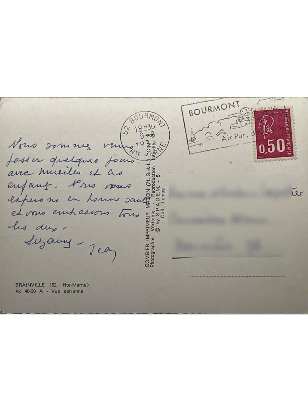 Verso de la carte postale