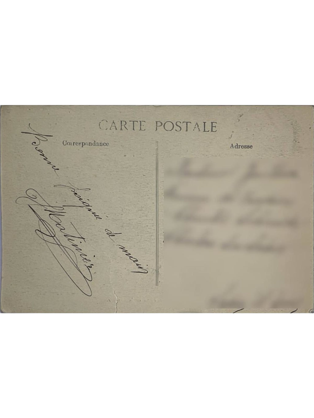 Verso de la carte postale