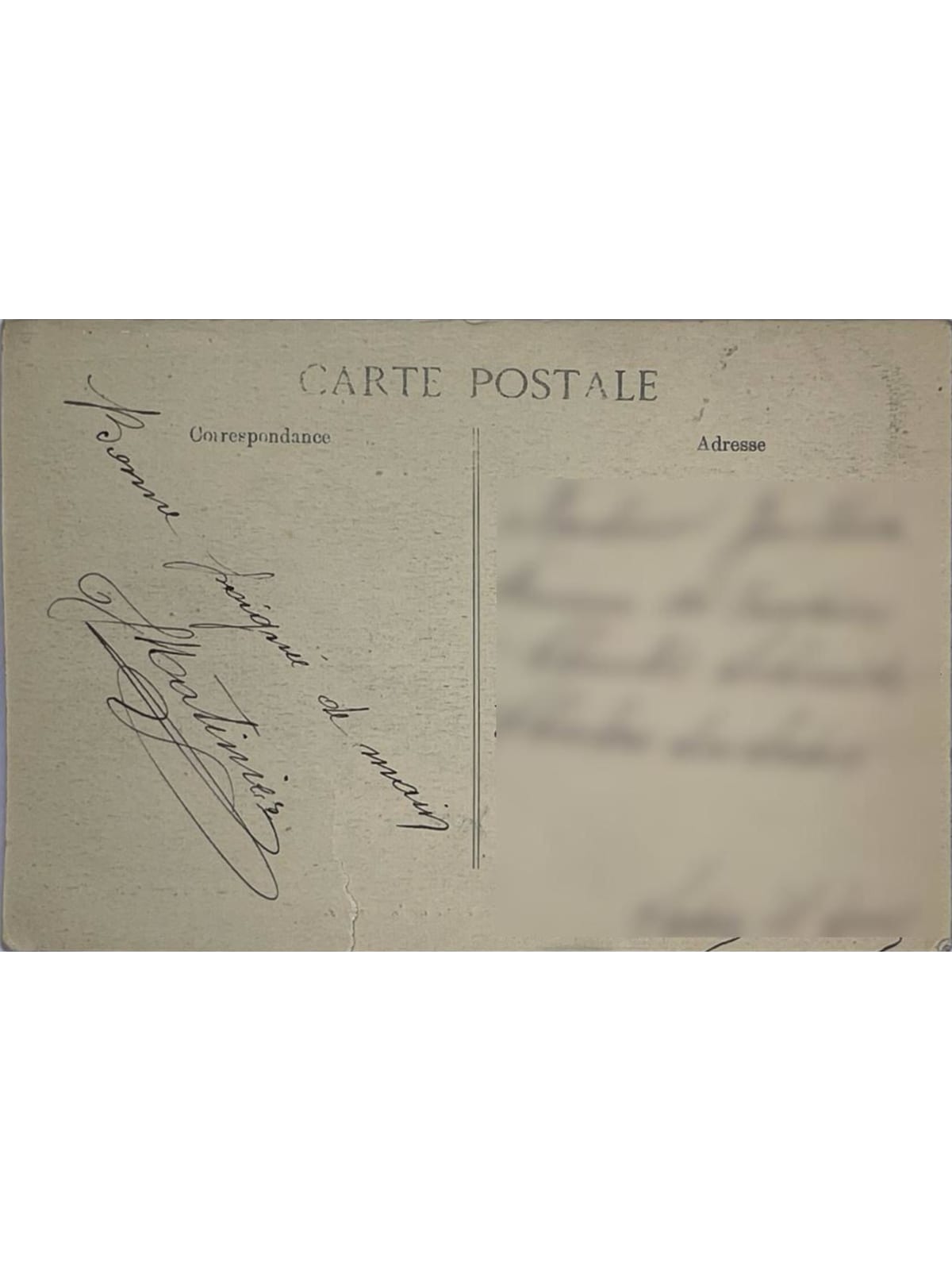 Verso de la carte postale