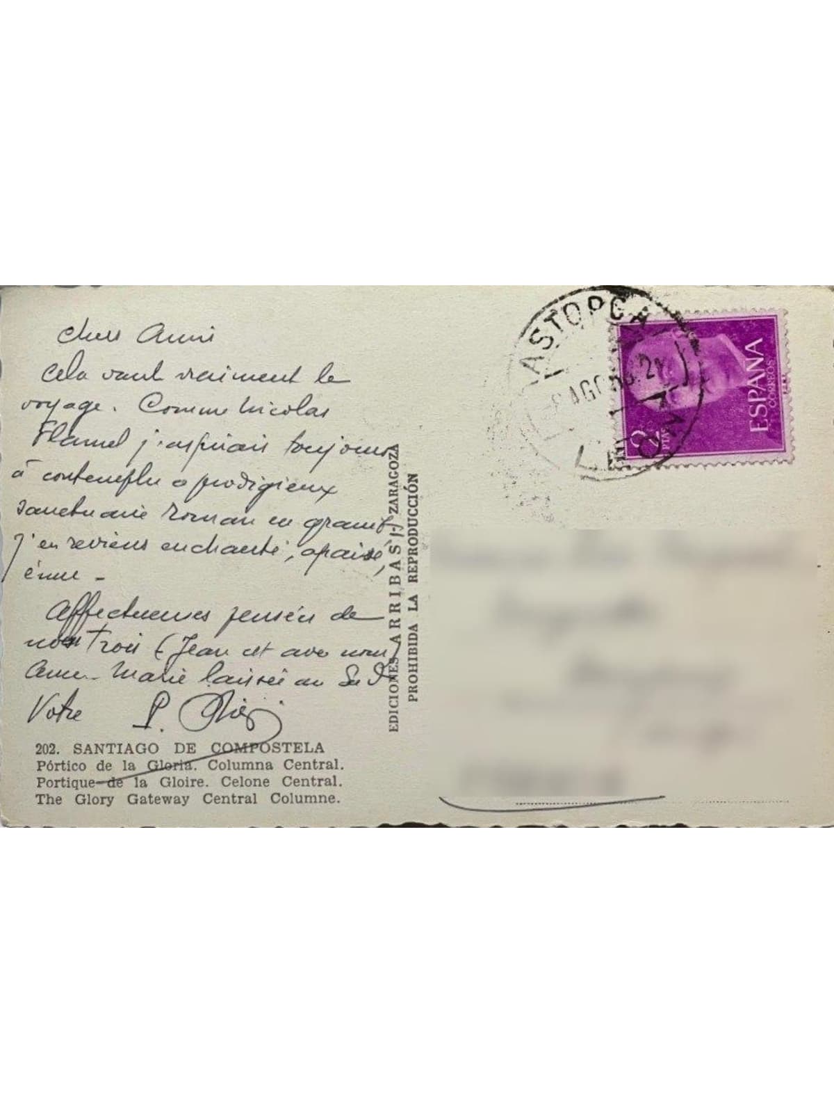 Verso de la carte postale