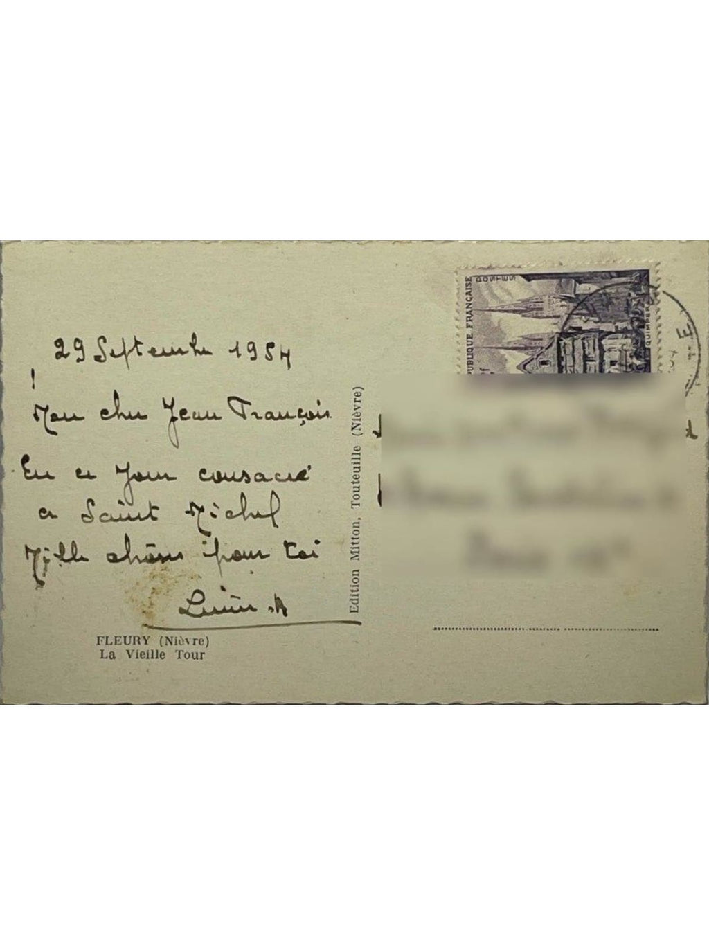 Verso de la carte postale