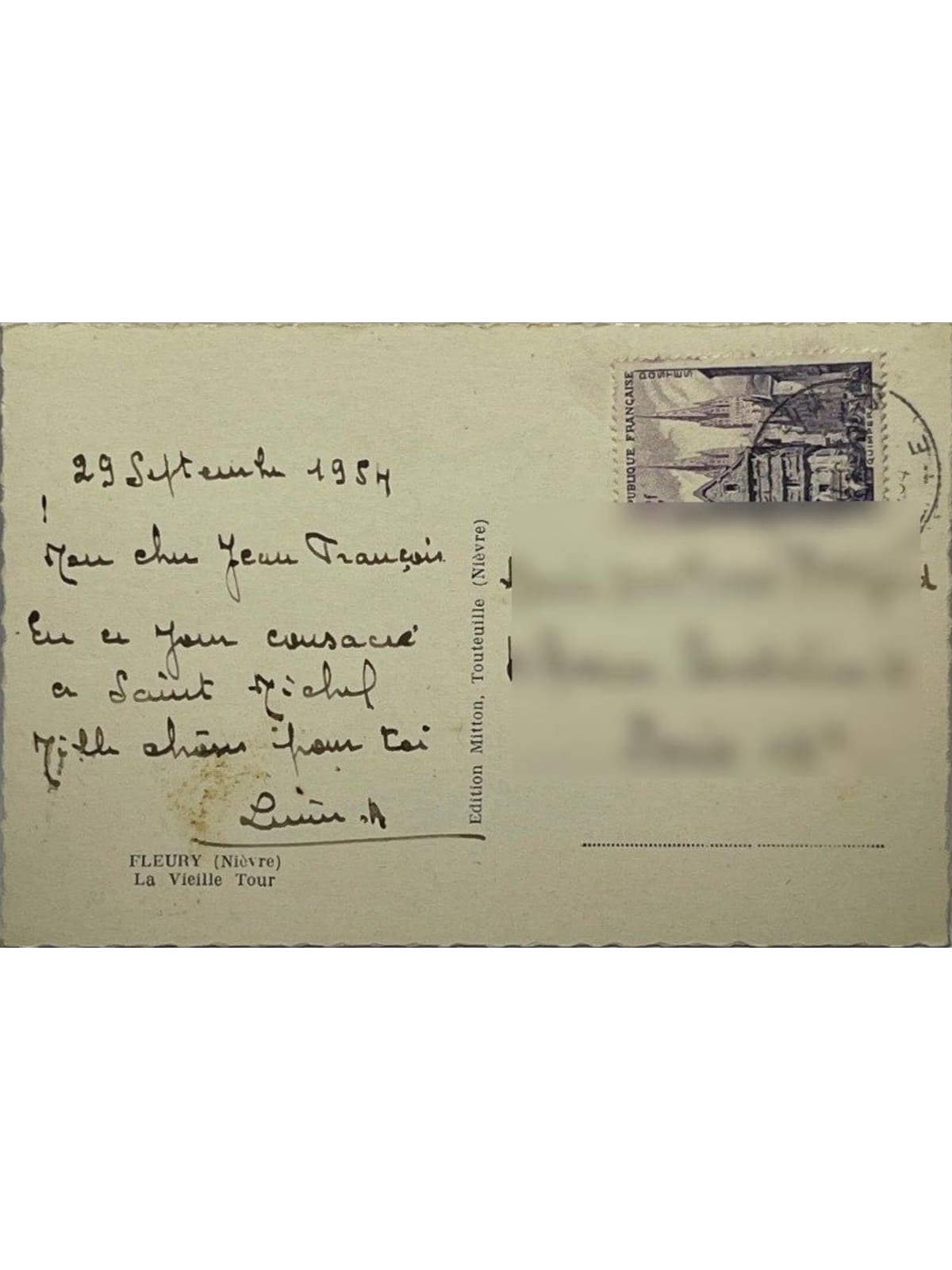 Verso de la carte postale