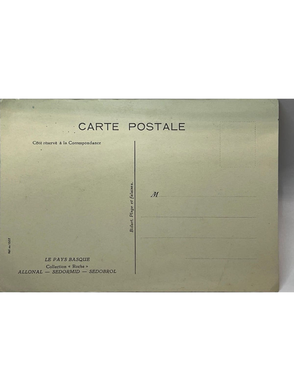 Verso de la carte postale