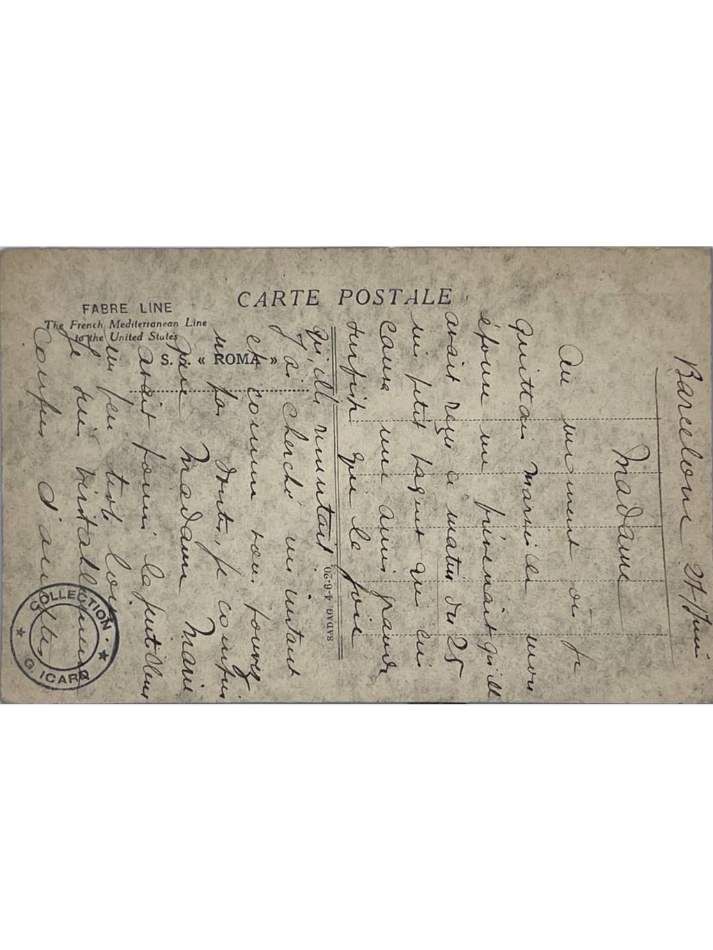 Verso de la carte postale