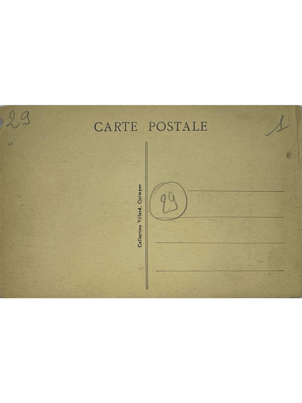 Verso de la carte postale