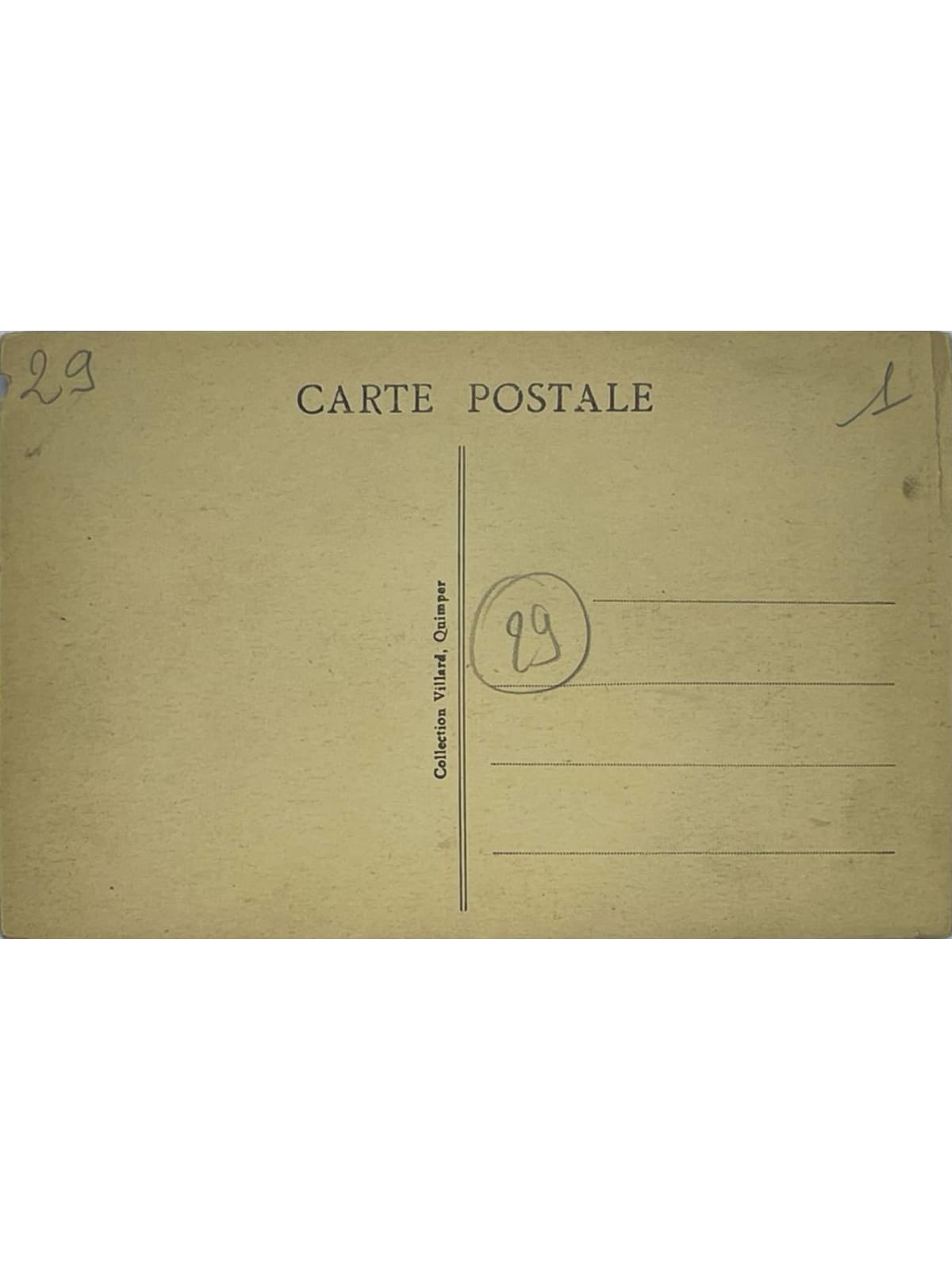 Verso de la carte postale