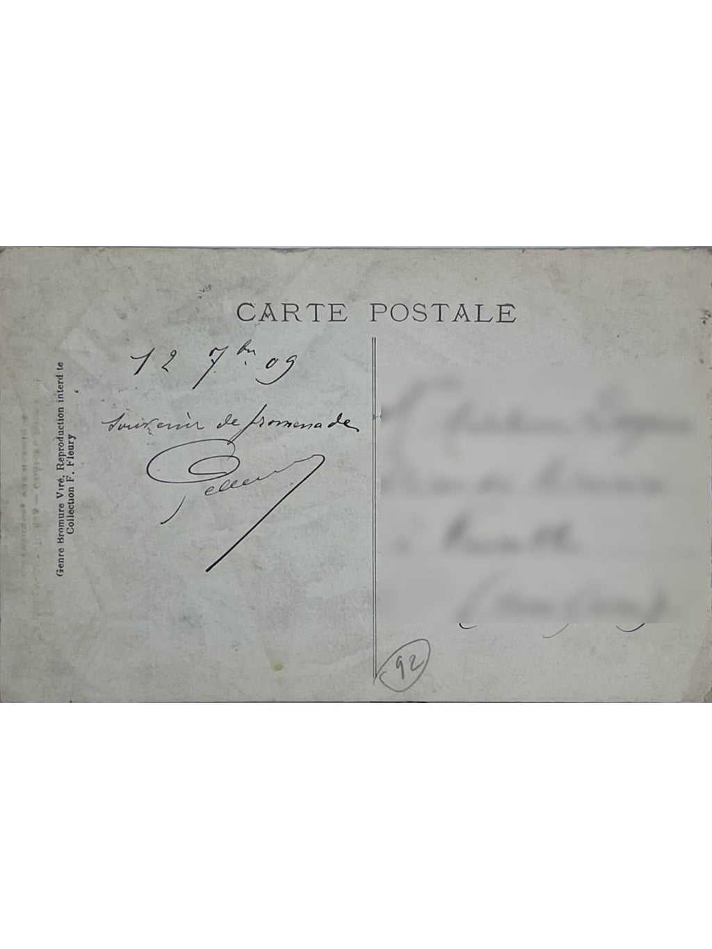 Verso de la carte postale