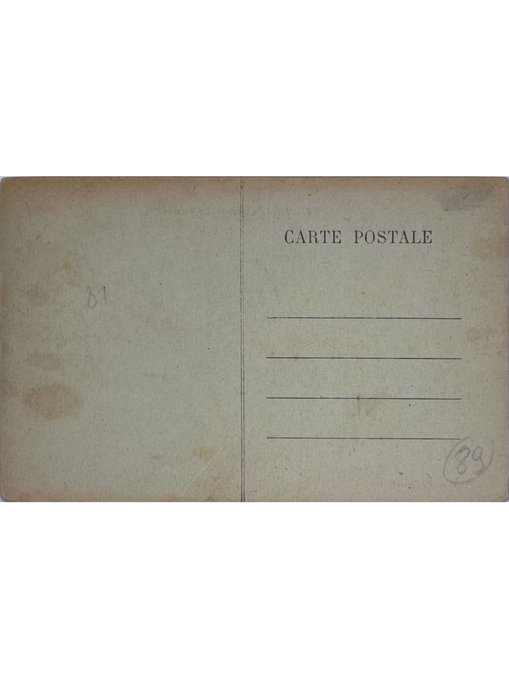 Verso de la carte postale