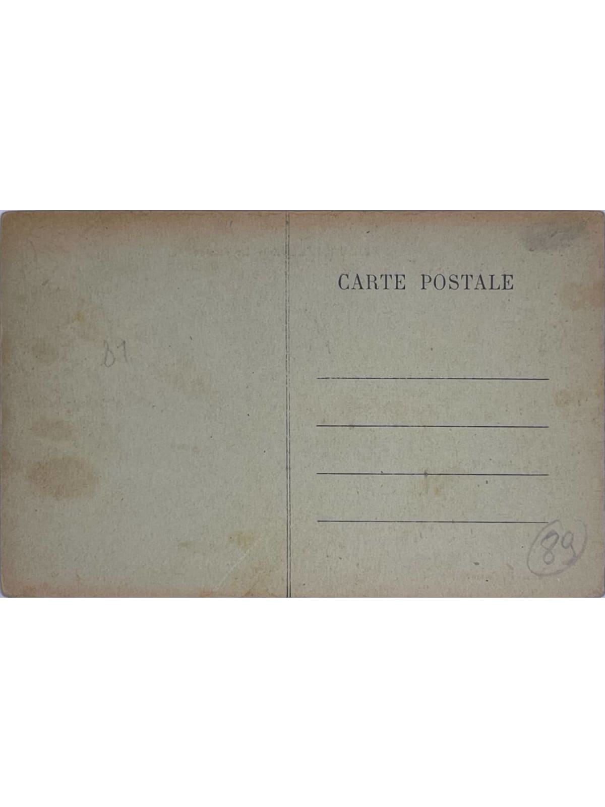 Verso de la carte postale
