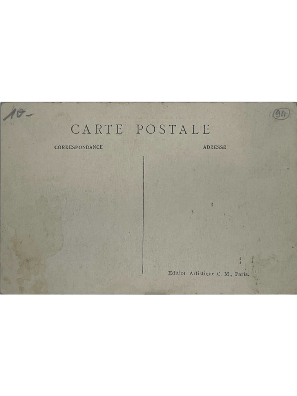 Verso de la carte postale