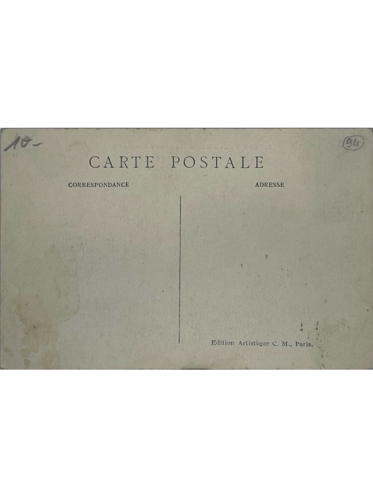 Verso de la carte postale