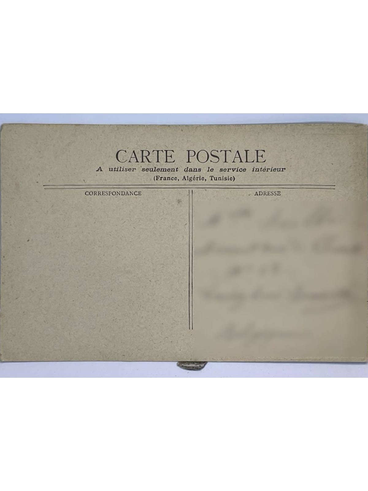 Verso de la carte postale