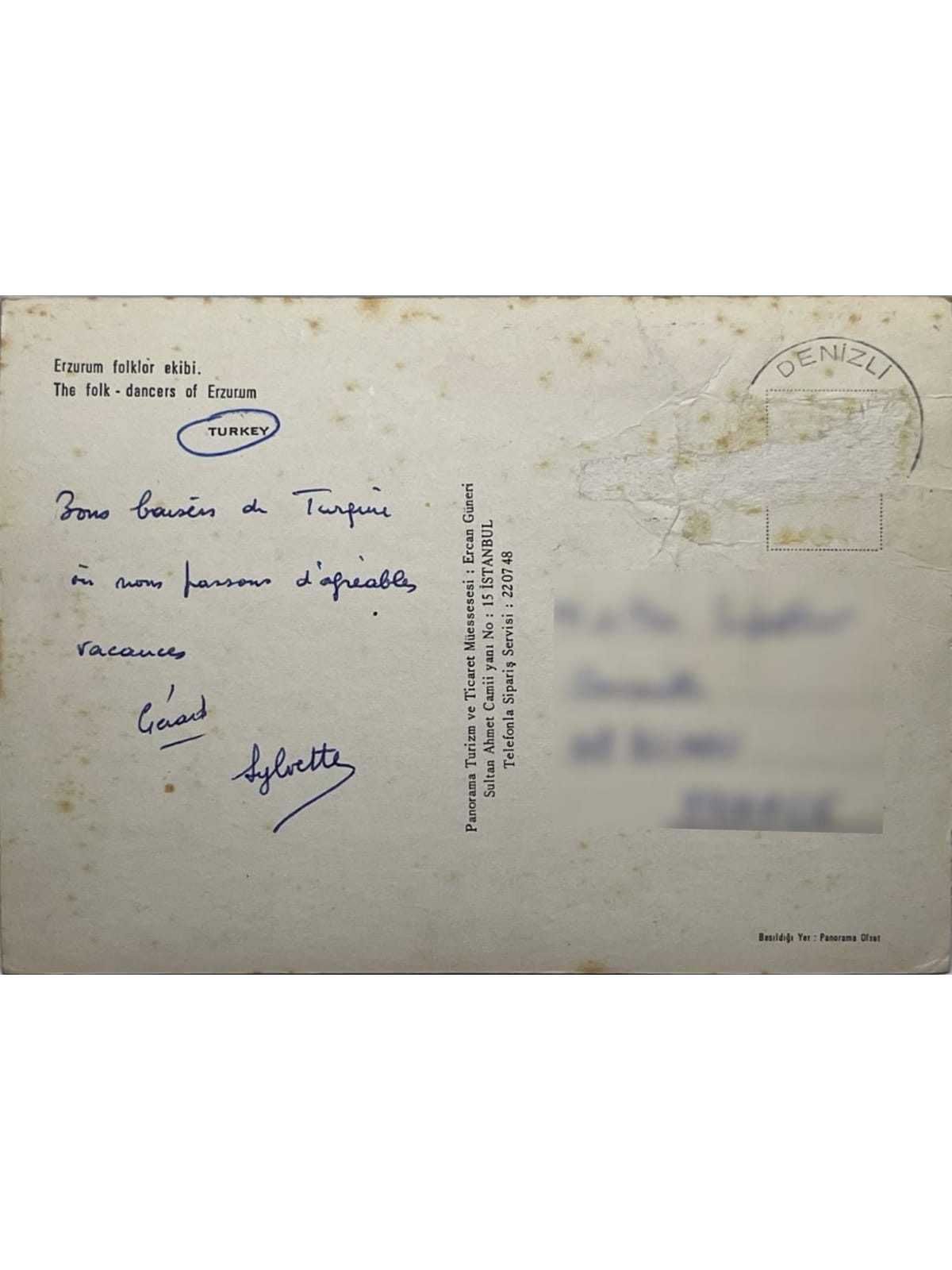 Verso de la carte postale