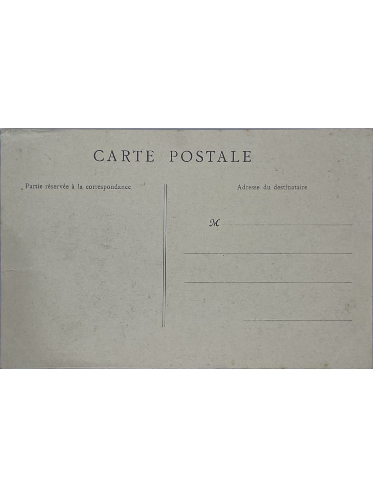 Verso de la carte postale