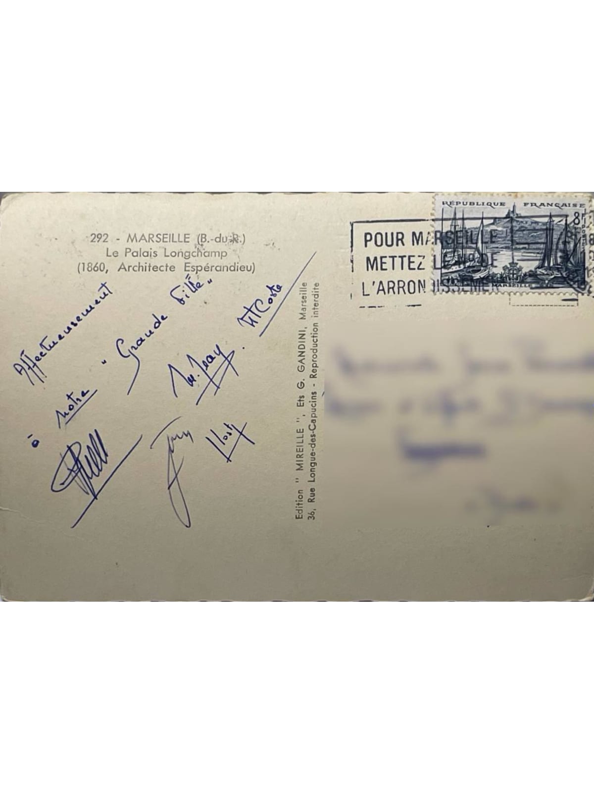 Verso de la carte postale