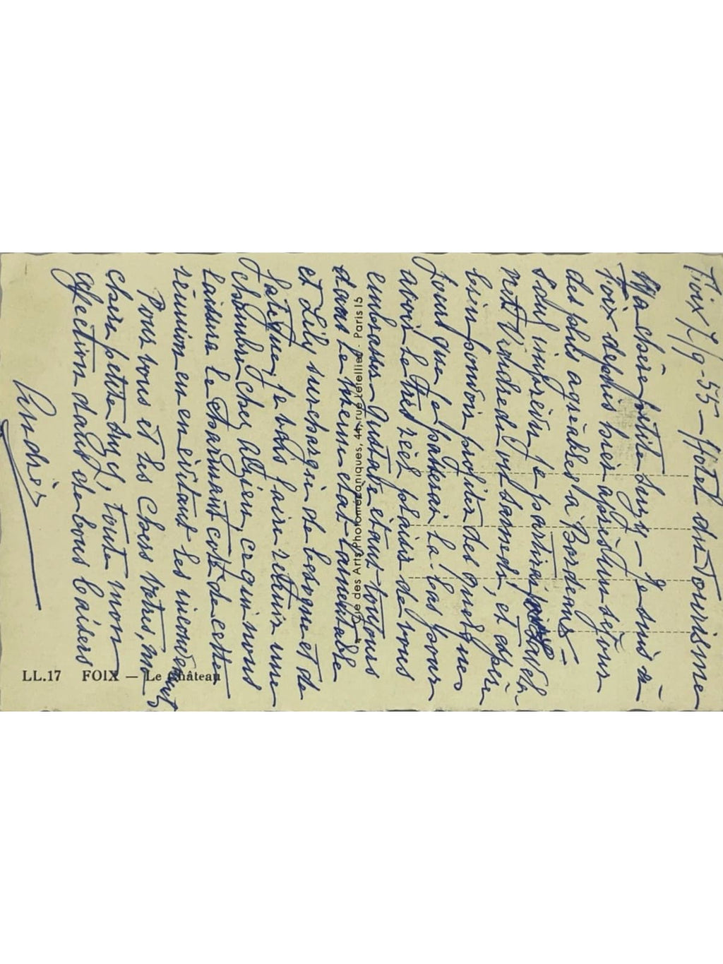 Verso de la carte postale