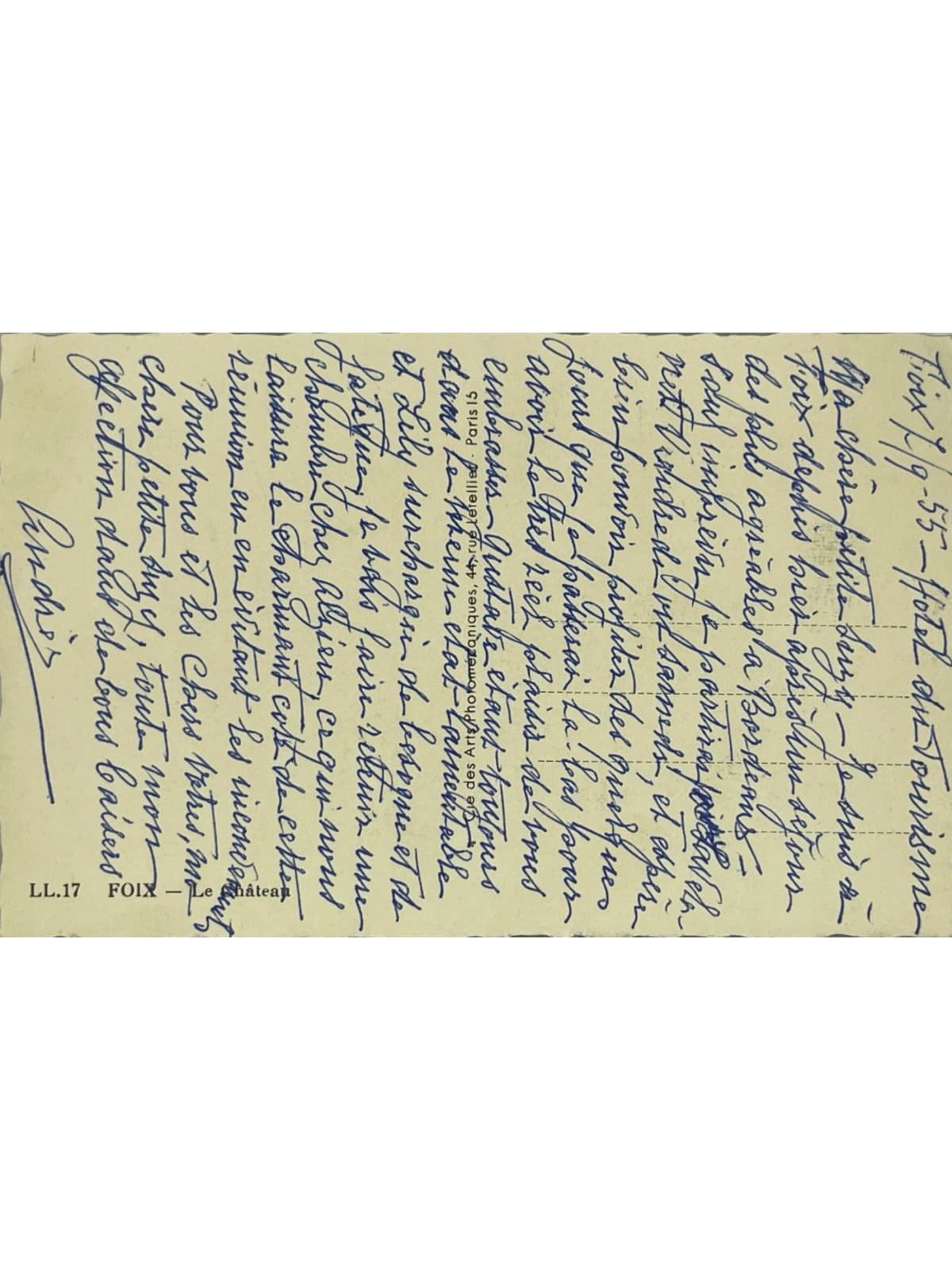 Verso de la carte postale