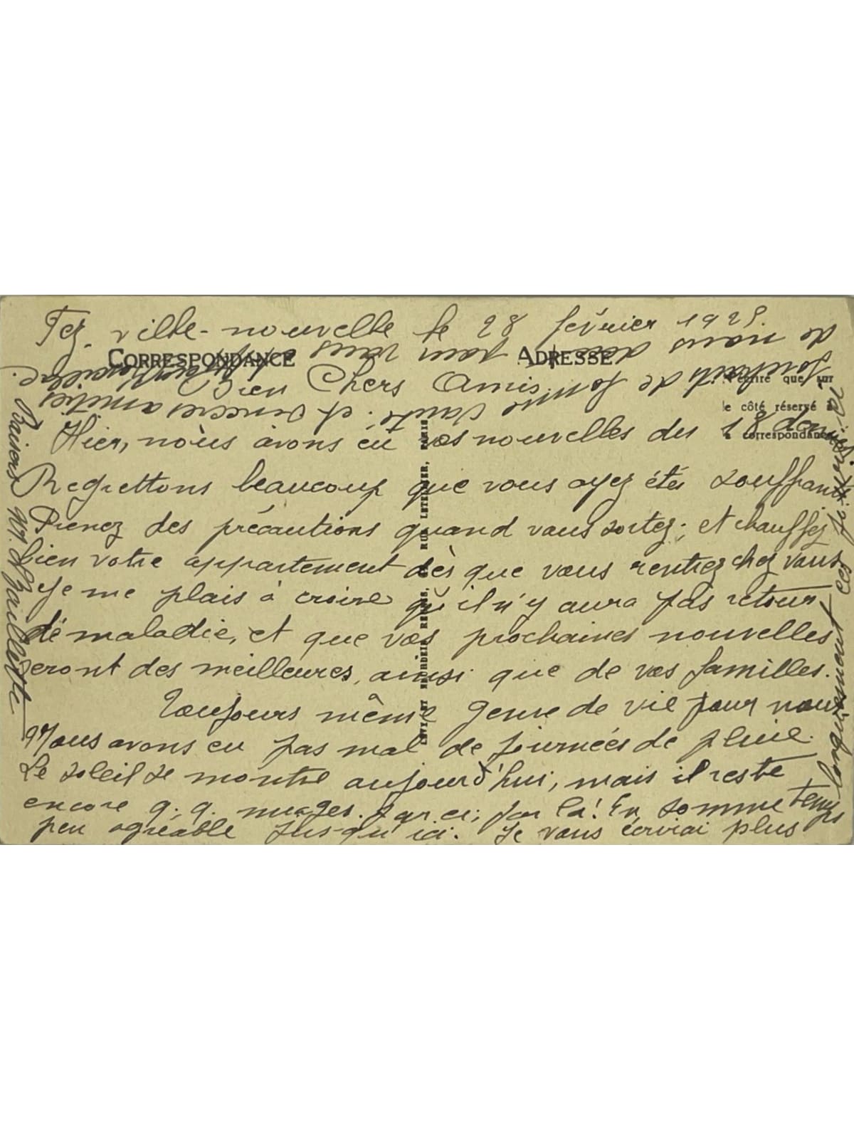Verso de la carte postale