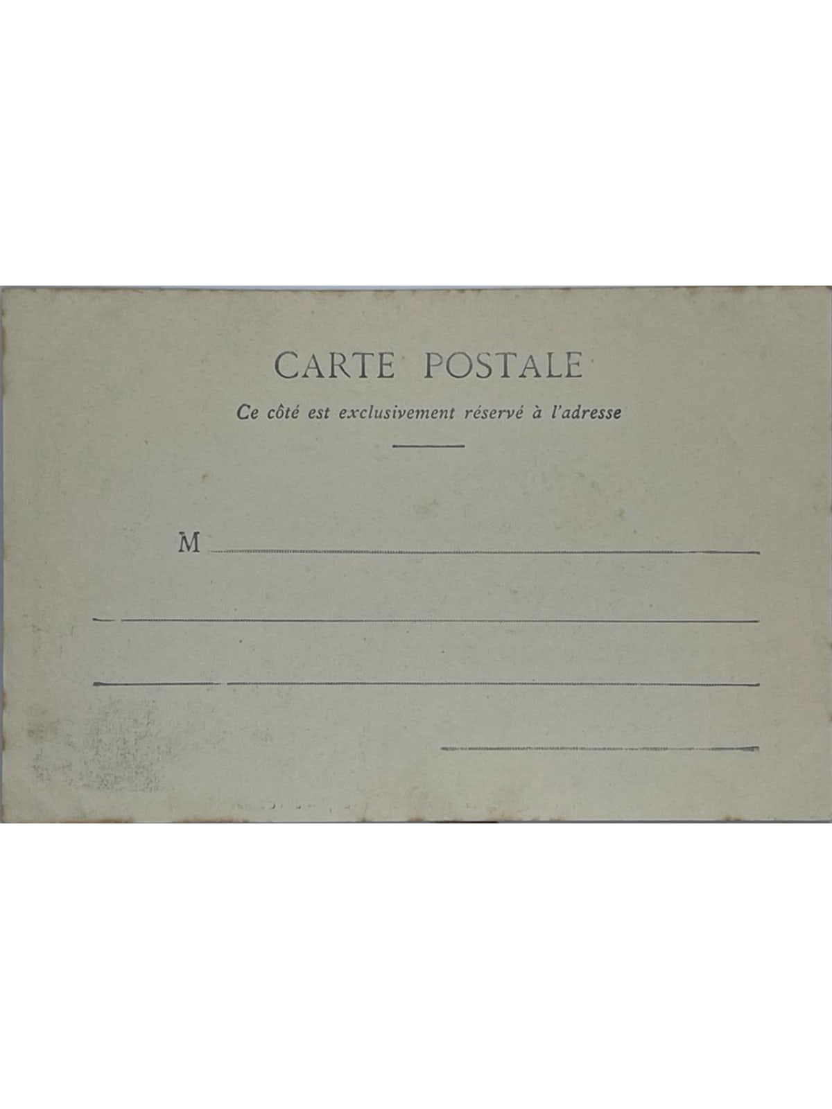 Verso de la carte postale