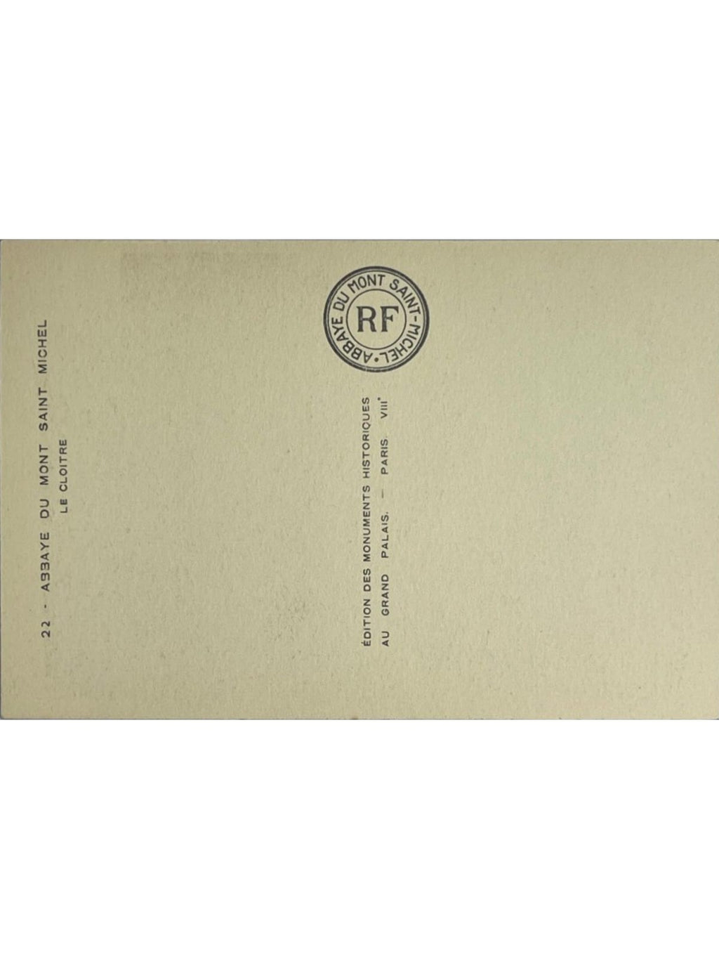 Verso de la carte postale