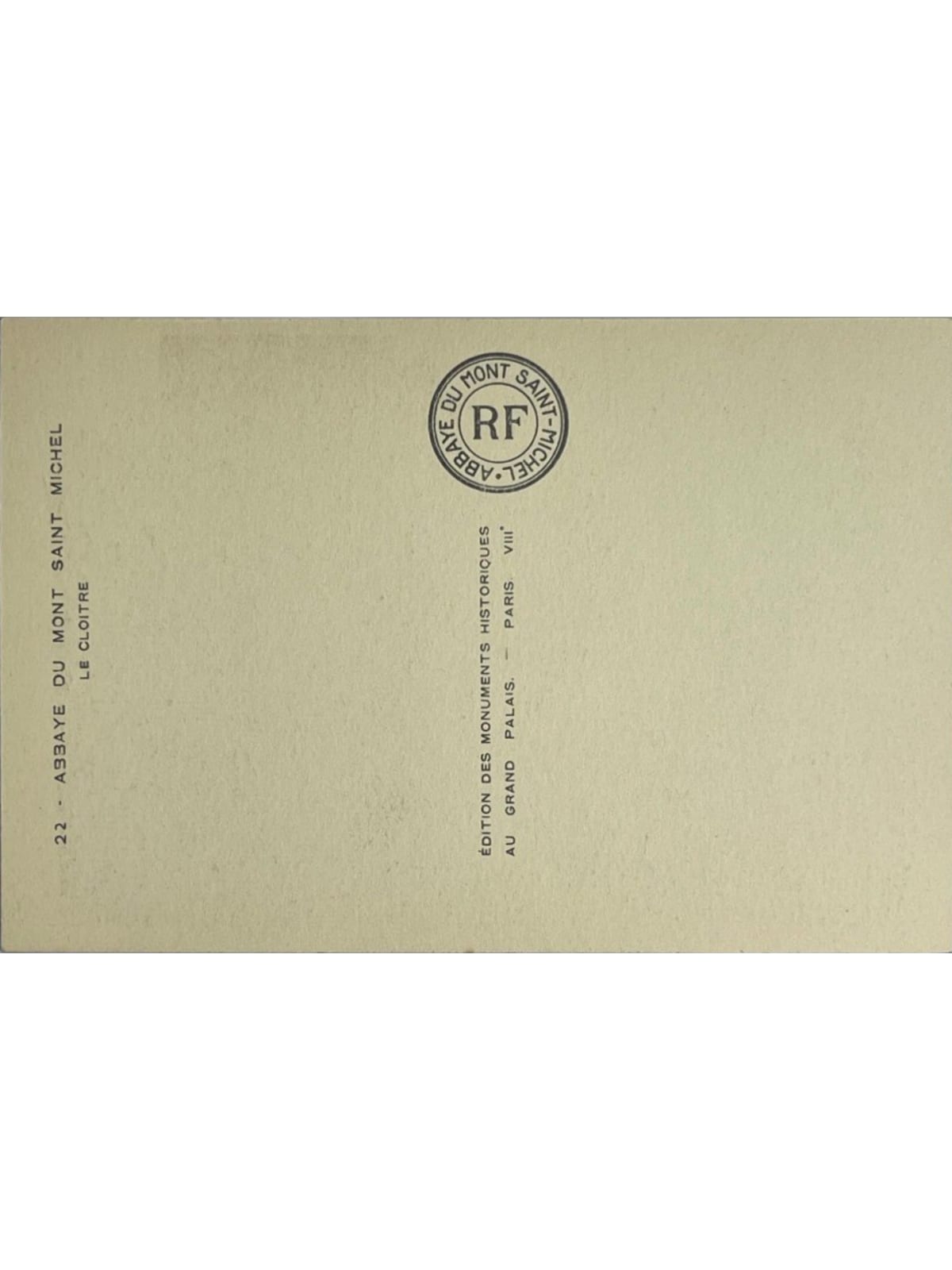 Verso de la carte postale
