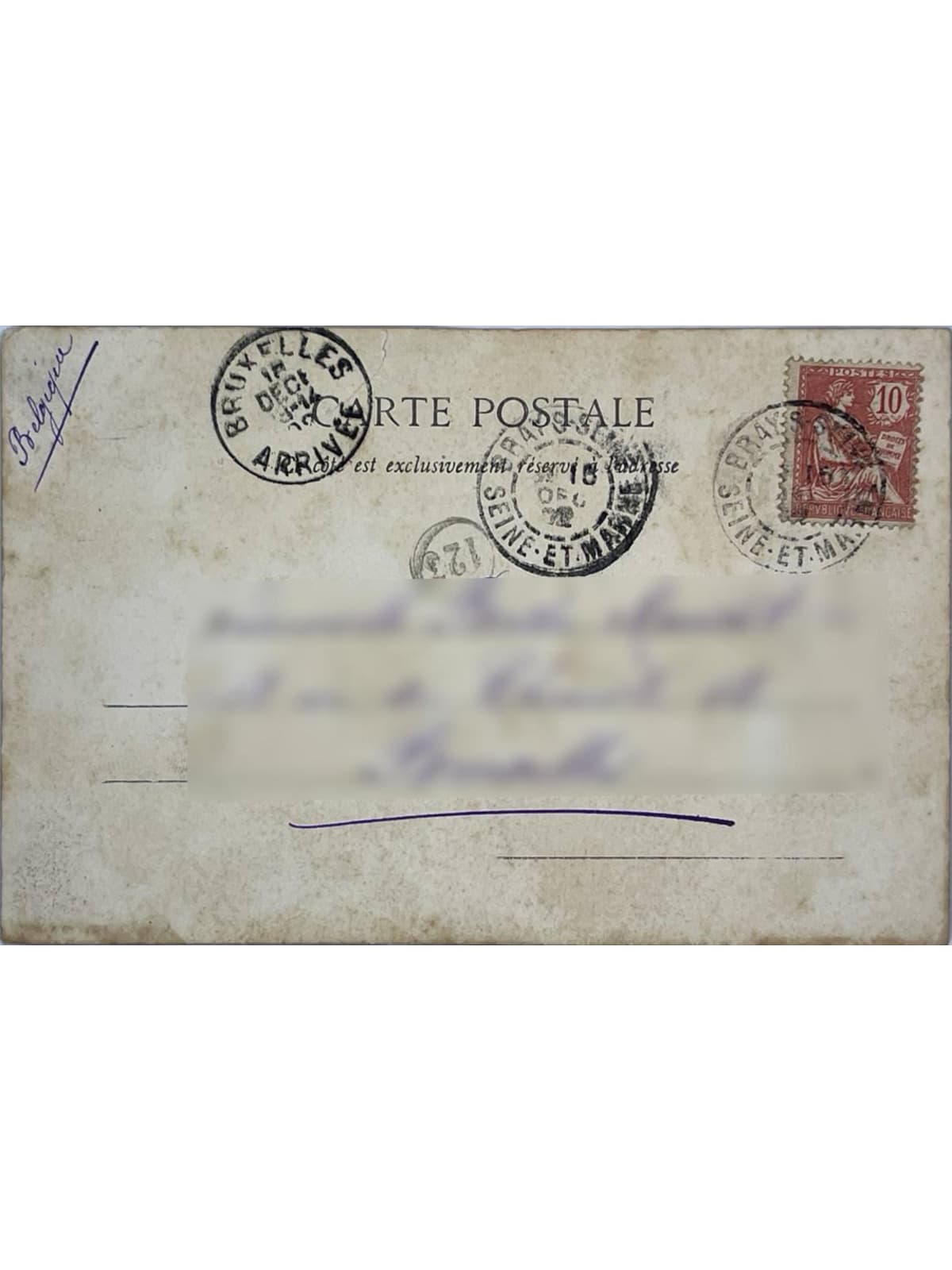 Verso de la carte postale
