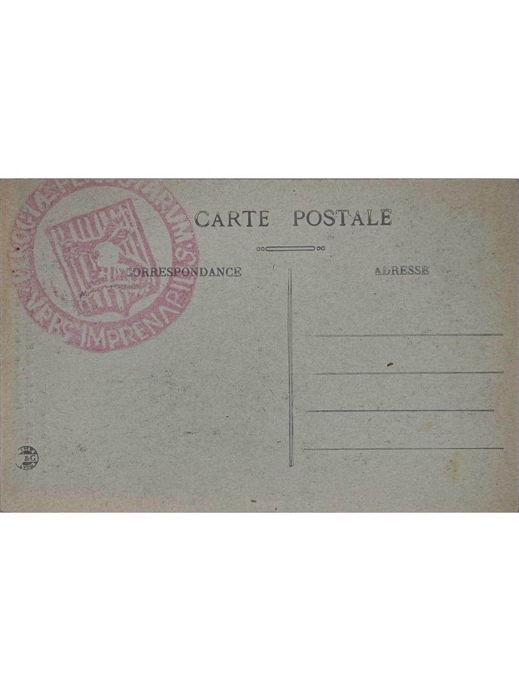 Verso de la carte postale