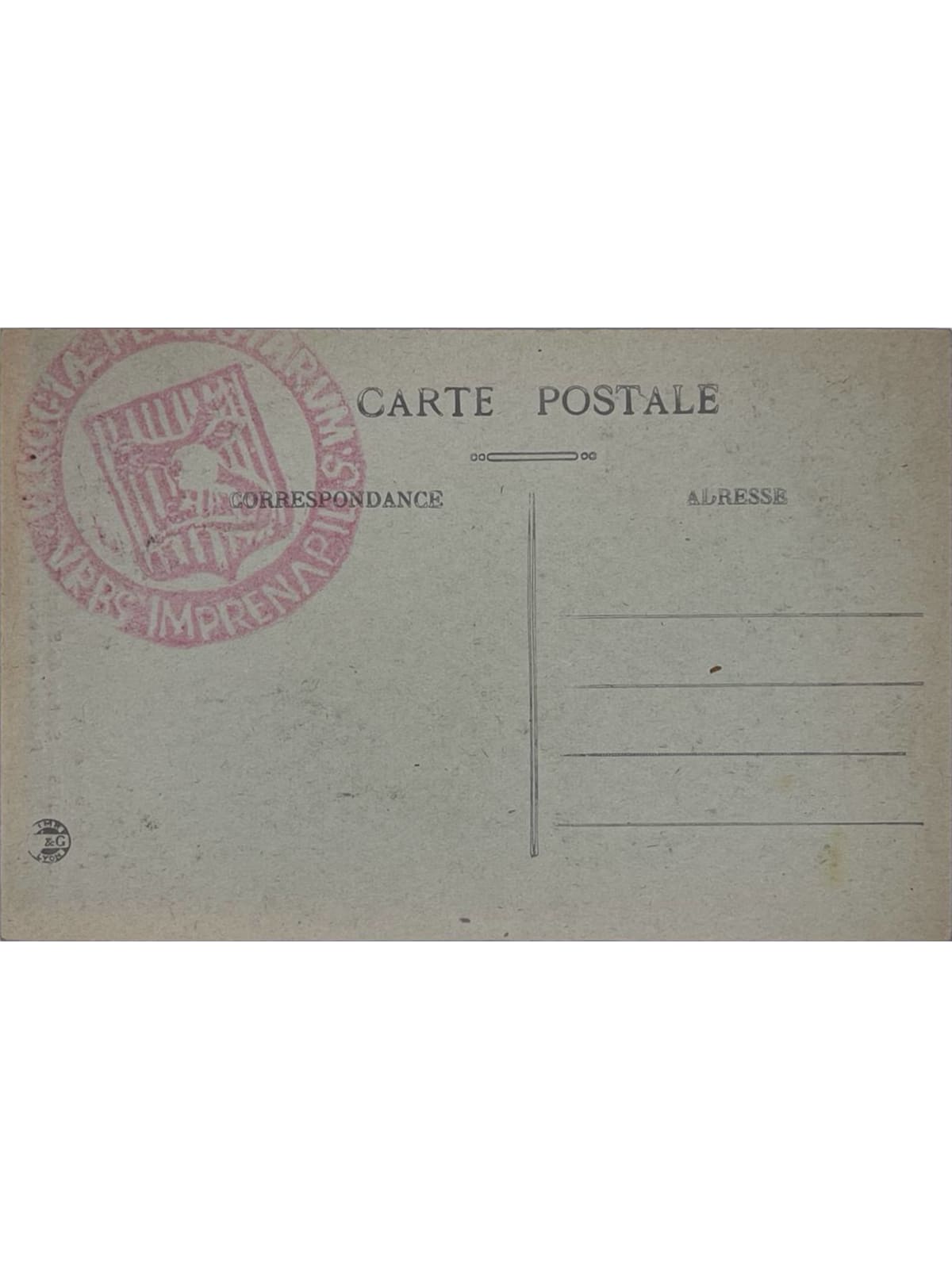Verso de la carte postale
