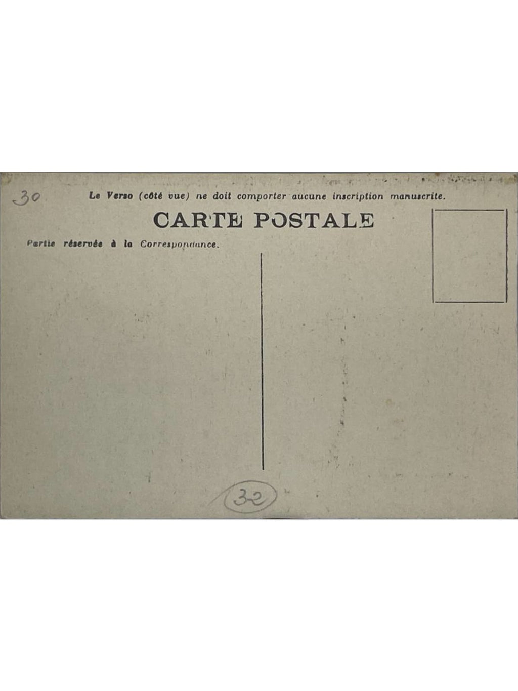 Verso de la carte postale