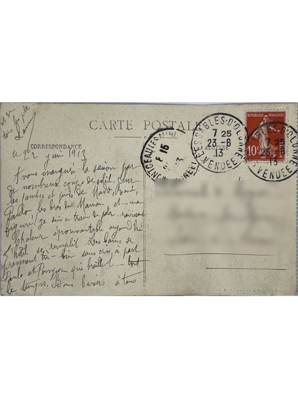 Verso de la carte postale