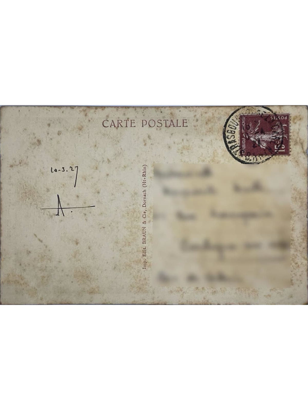 Verso de la carte postale