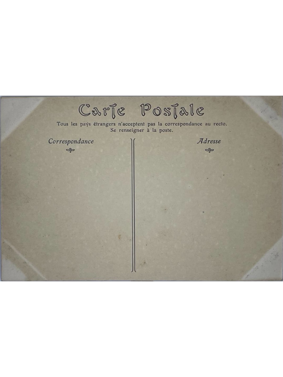 Verso de la carte postale