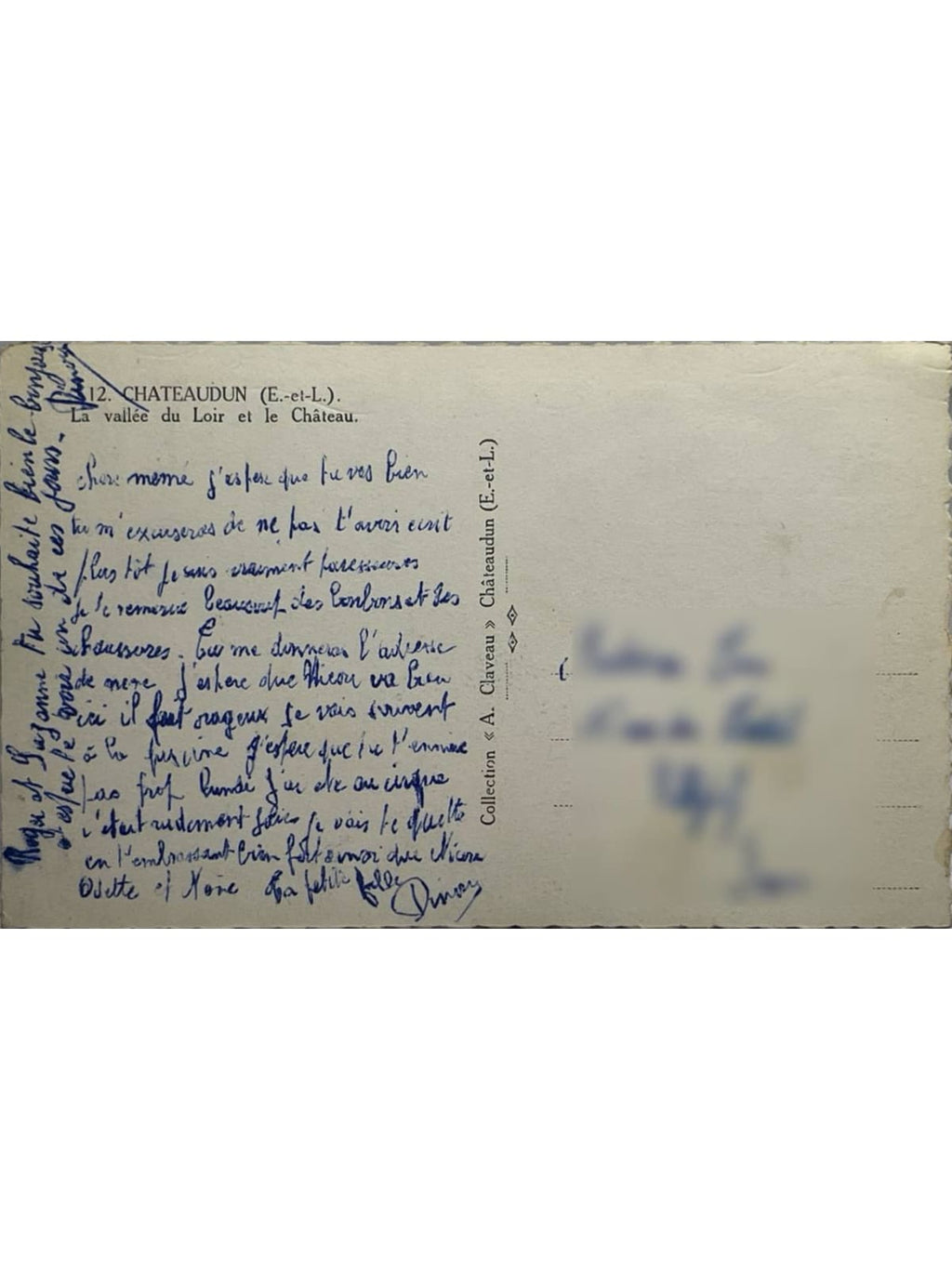Verso de la carte postale