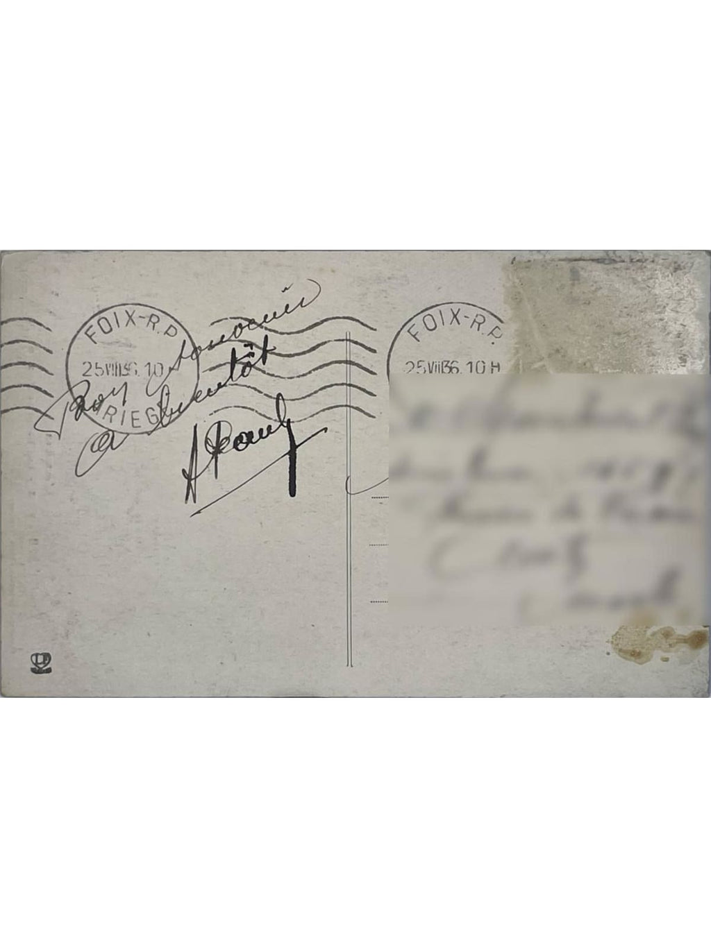 Verso de la carte postale