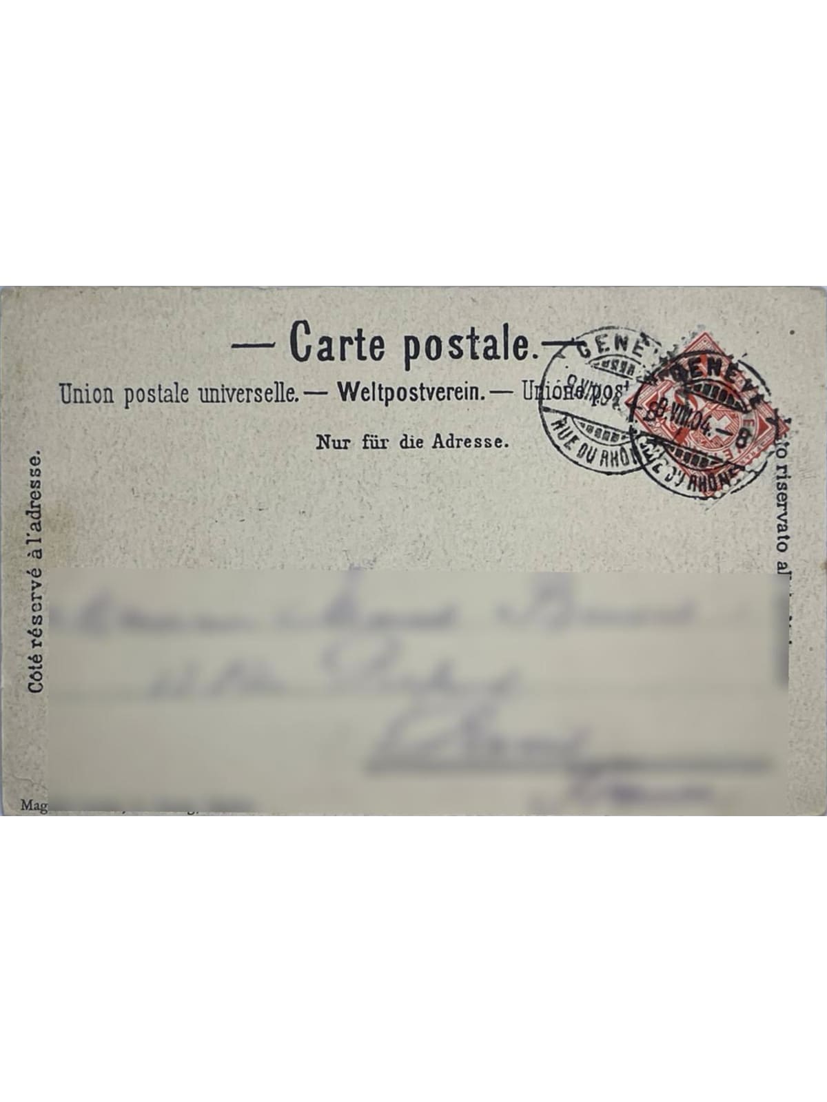 Verso de la carte postale