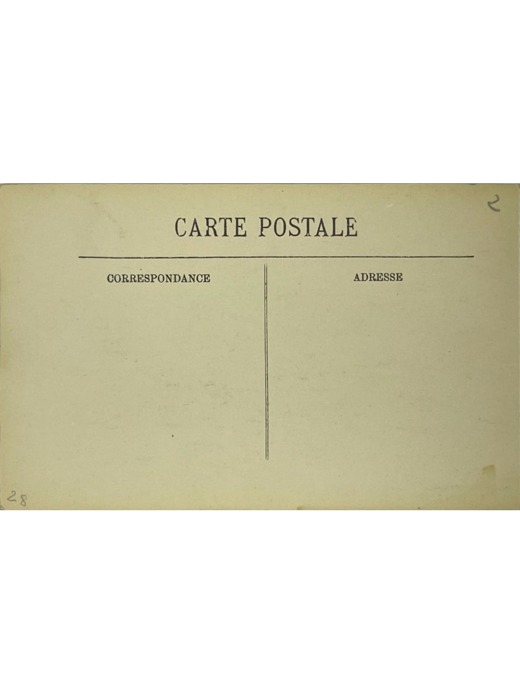 Verso de la carte postale