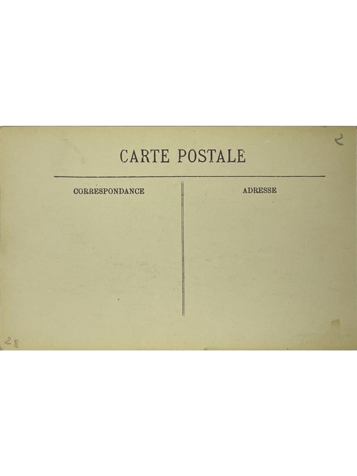 Verso de la carte postale