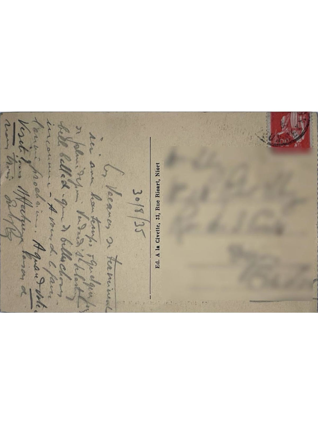Verso de la carte postale