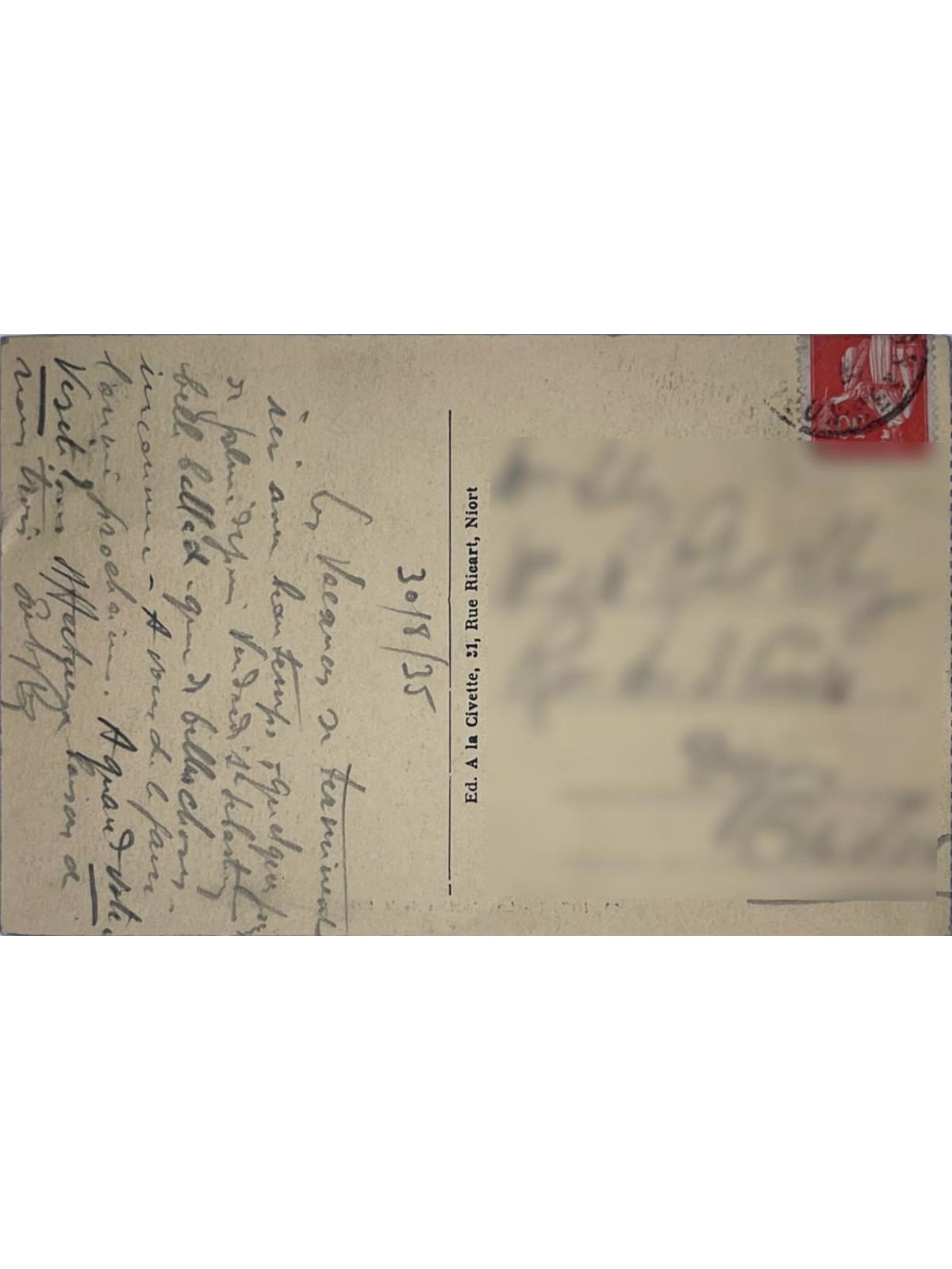 Verso de la carte postale
