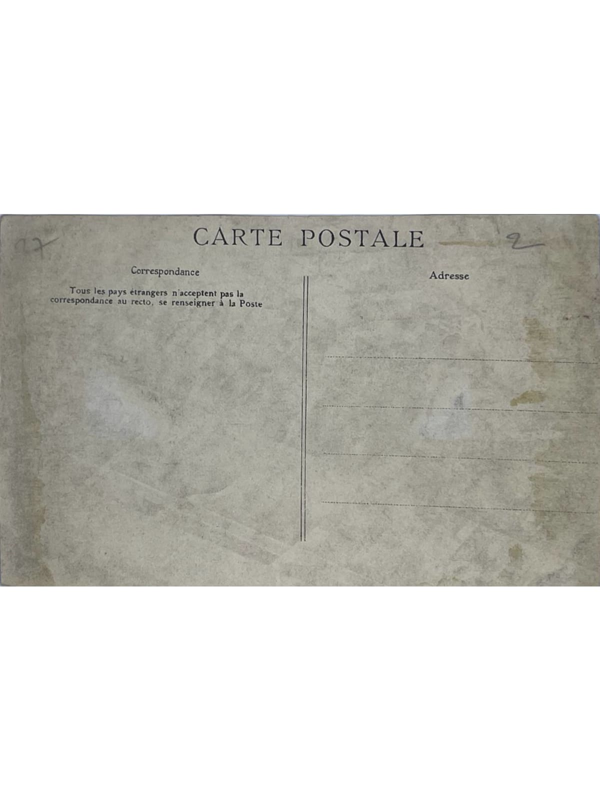 Verso de la carte postale